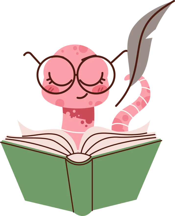 Mascot writing with a quill pen over an open book