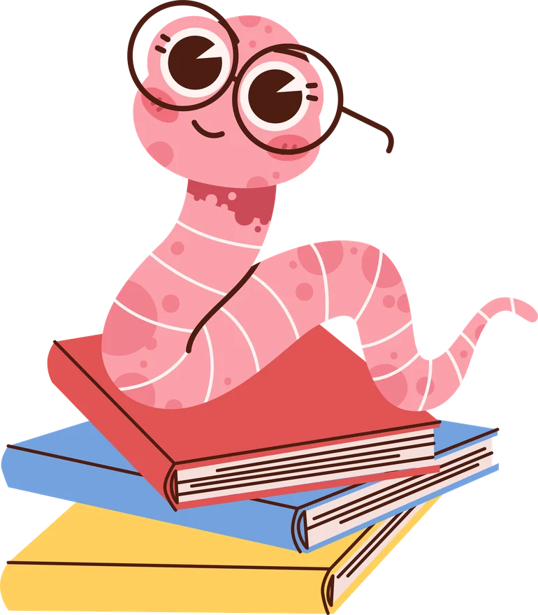 Mascot perched on a stack of books